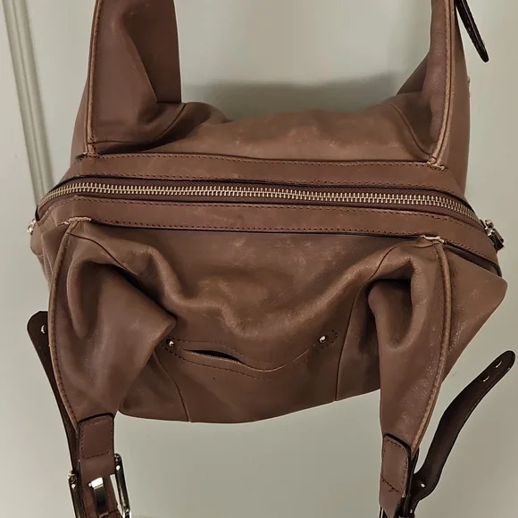 B. makowsky Studded Brown Leather Hobo Bag - Picture 7 of 11